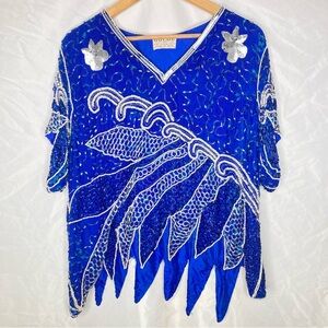 Golde VTG silk beaded sequins top